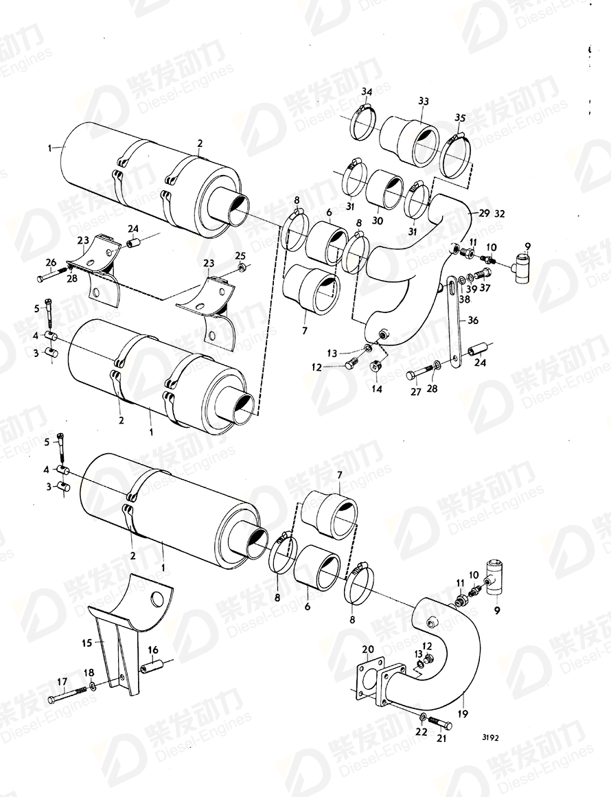 VOLVO Hose clamp 961907 Drawing VOLVO Hose clamp 961907 Drawing